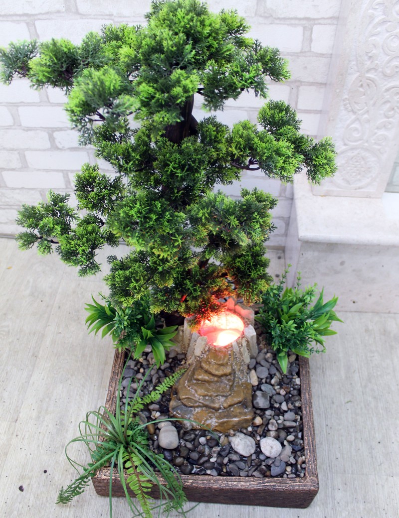 Fontanna wewnętrzna nr 12 z oświetleniem i drzewkiem bonsai