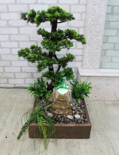 Zimmerbrunnen Nr. 12 mit Beleuchtung und Bonsaibaum
