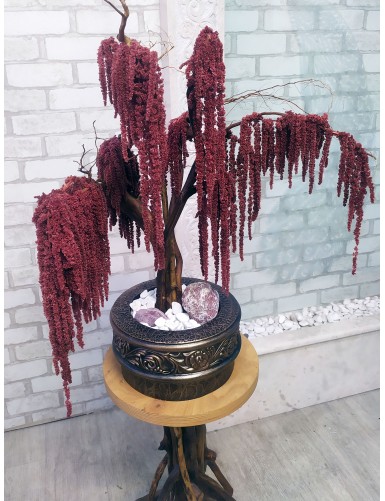 Sztuczne drzewko bonsai z zachowanym amarantusem